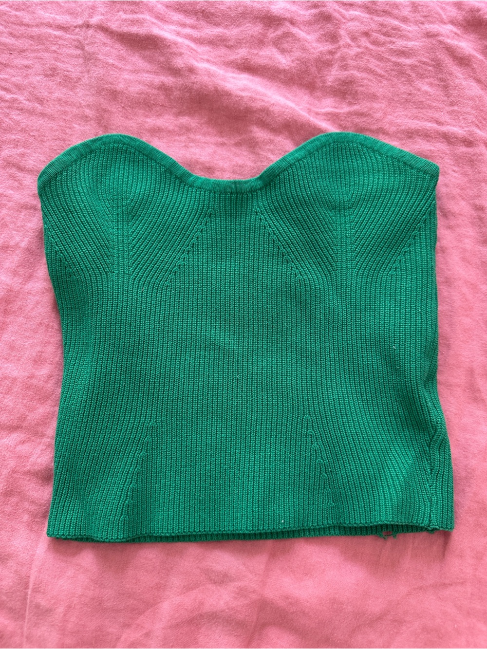 Crescent Green Strapless Knit Bustier Top